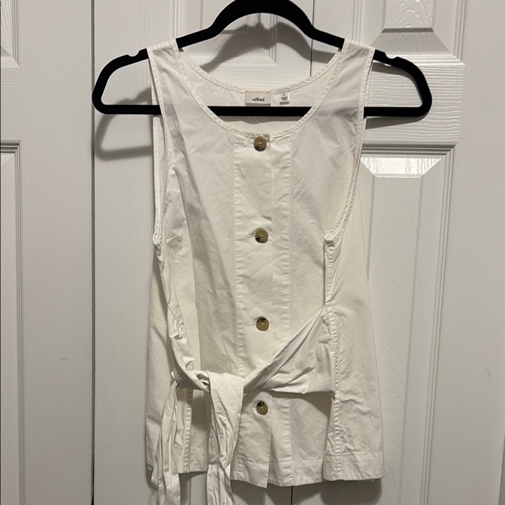Wilfred 100% cotton sz. Small white Sleeveless Button-Down Blouse
